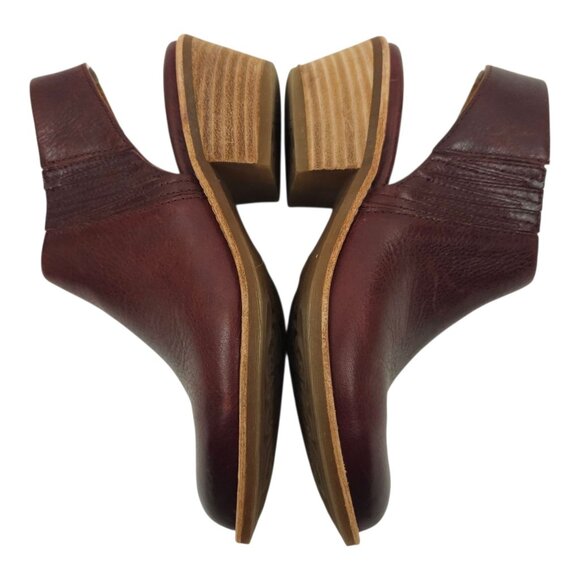 Sofft Arabia Slingback Bootie Women 6M Port Leather Maroon Side Zip Stacked Heel - Picture 6 of 16